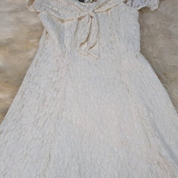 Vintage Chauncey St. Ivory Lace Midi Dress Women Size 5 - Picture 3 of 10